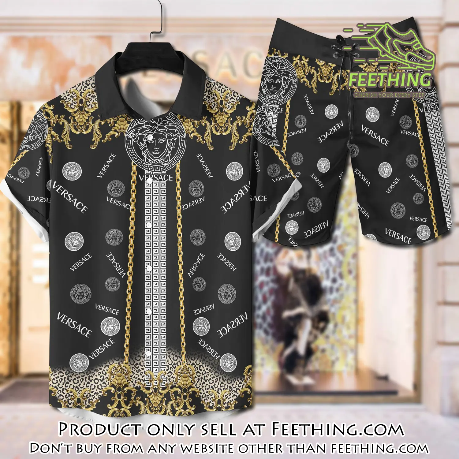 Versace luxury hawaiian shirt & short set lhs1207 ft3730585